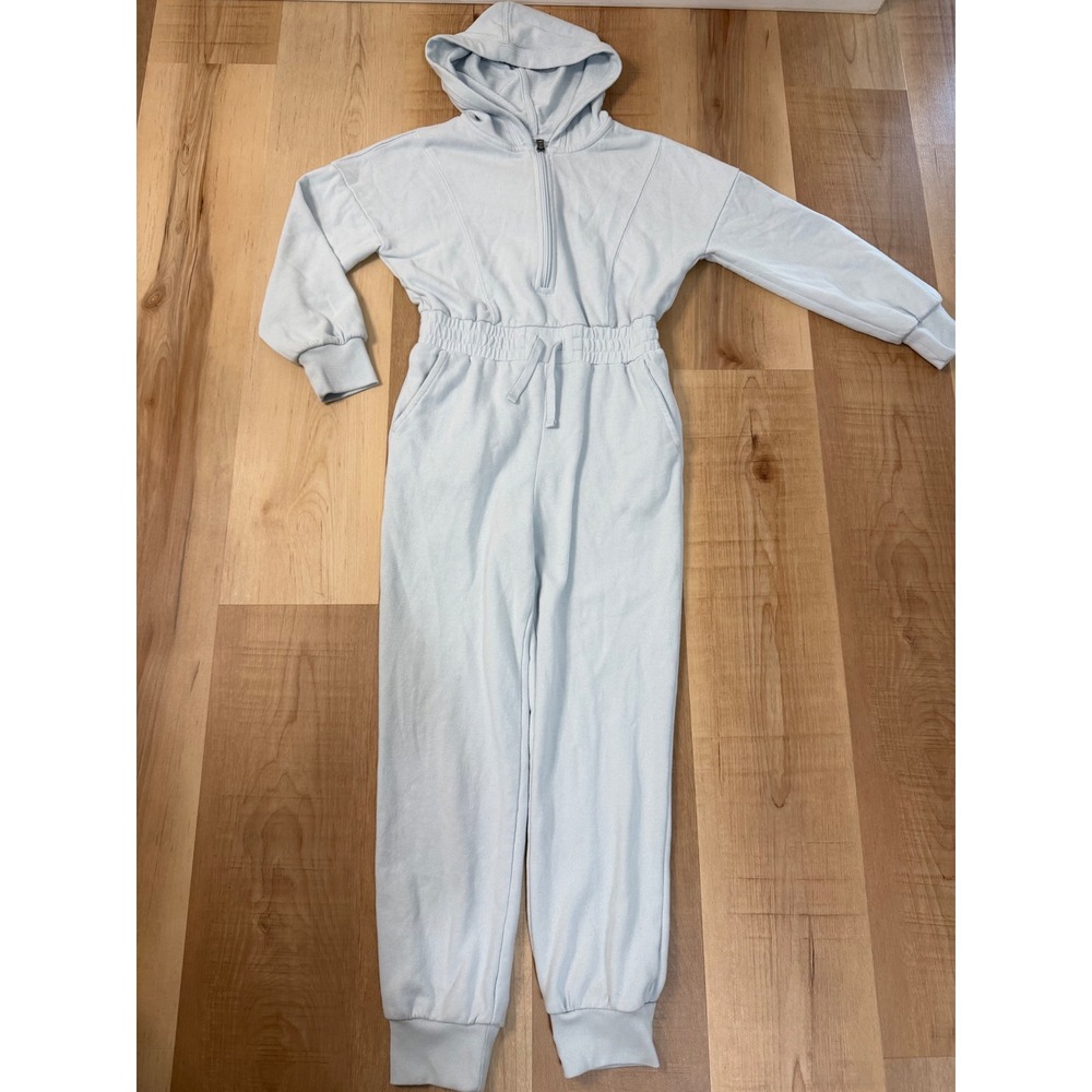 Abercrombie Kids Light Blue Hooded Half Zip French Terry Jumpsuit Size 11/12